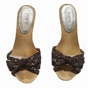 Guess Brown Cloth Sandals Heels